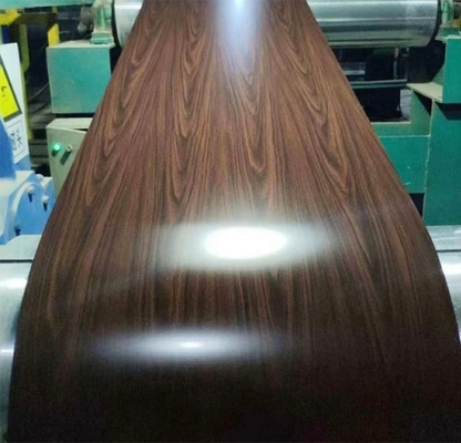 Largura personalizada Cristais de rugas 8019 Grão de madeira bobina galvanizada pré-pintada bobina de aço de revestimento de cores duplas à prova d'água