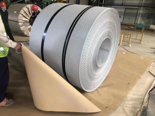 Aço laminado a frio de carbono decorativo de 1,5 mm de tira de bobina quadriculada placa de bobina laminada a quente de aço suave de 3 mm de placa quadriculada Q235B