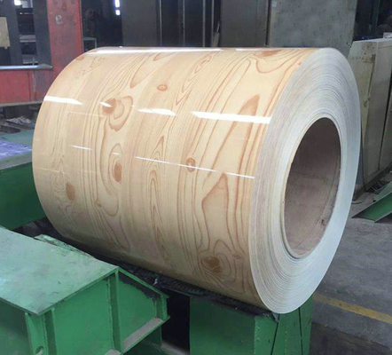 ISO9001 Certificado de madeira pintada PPGI bobinas Z100 revestidas bobina de aço corrugado de zinco PPGI RAL 3028 0,3 * 1000 especificação