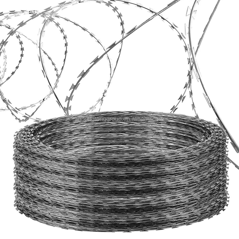 Galvanizado a quente 500m Double Strand Razor Barbed Wire Barricada de arame farpado de alta resistência à tração
